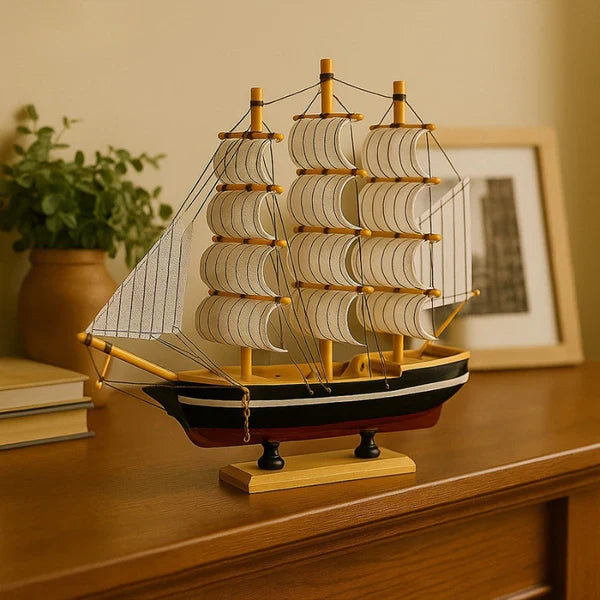 Wooden Sailing Ship Model – Nautical Theme Home Decor Gift