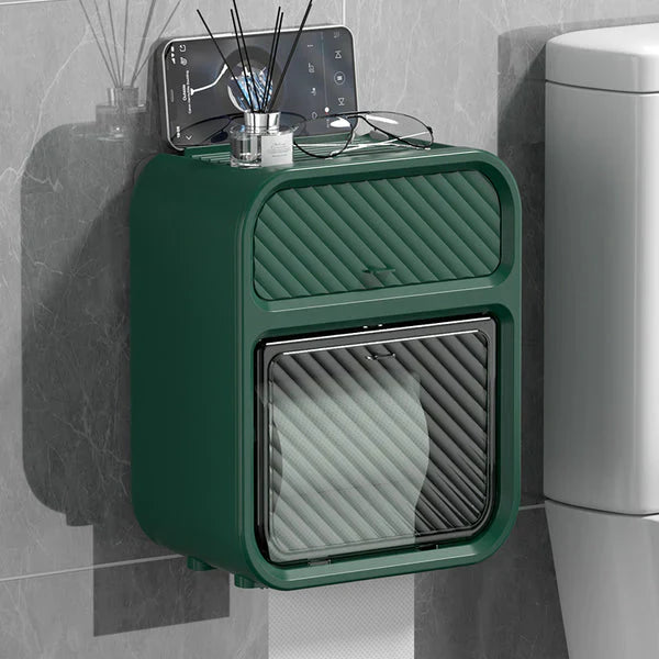 Wall mounted tissue holder and storage organizer