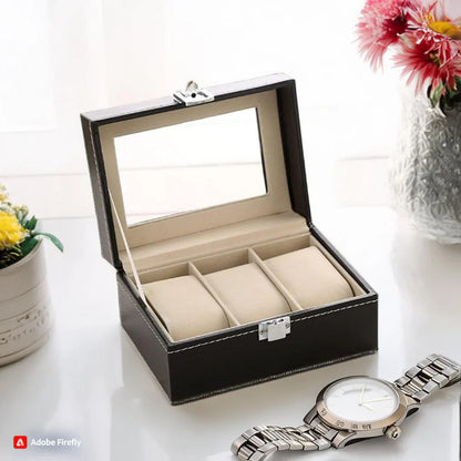 3 Grid Watch organzier in best quality leather material.
