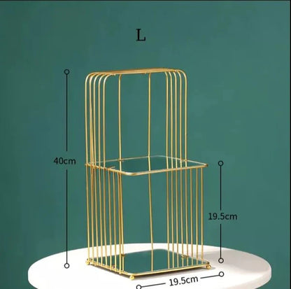 New Style Metal Brass Cosmetic Organizer with Mirror Shelves