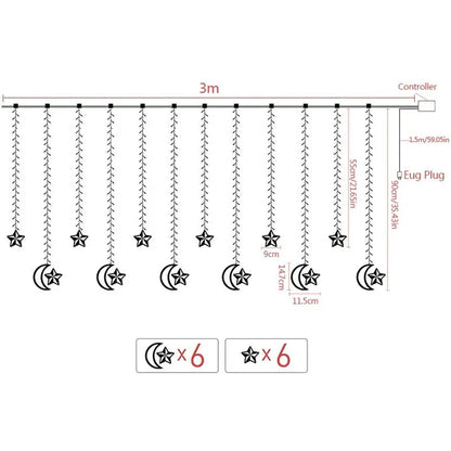 Crescent Moon Curtain Lights 10ft curtain light
