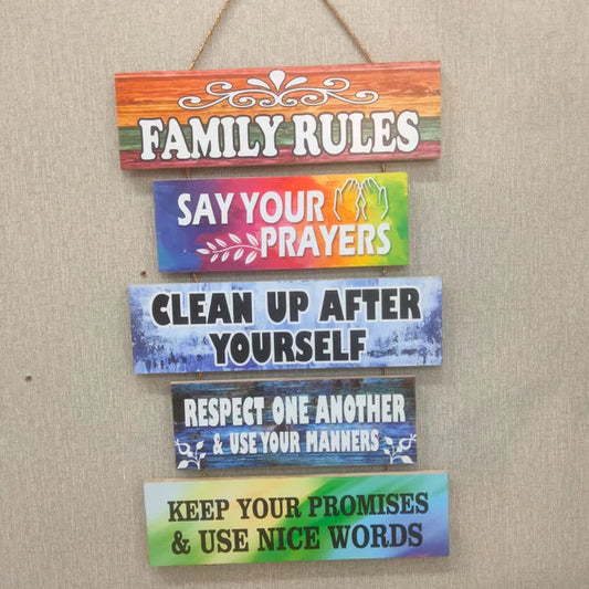 Family Rule Wall Hanging- wall decoration quotes