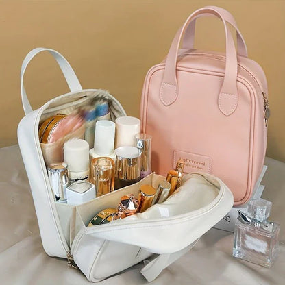 Faux Leather cosmetic organizer - Zipper cosmetic bag