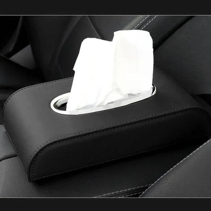 Faux leather tissue box - Car tissue organizer in leather