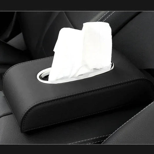 Faux leather tissue box - Car tissue organizer in leather