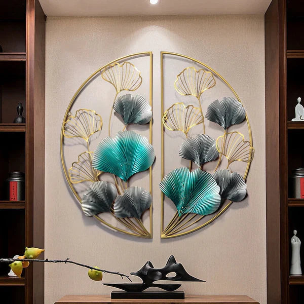 Ginkgo leaves quarter moon wall art decor