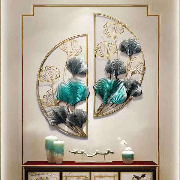 Ginkgo leaves quarter moon wall art decor