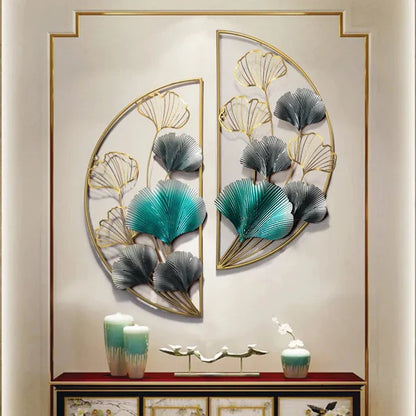 Ginkgo leaves quarter moon wall art decor