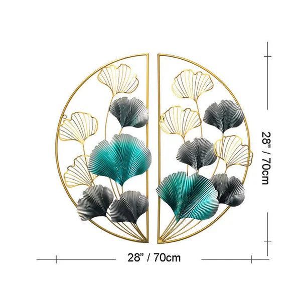 Ginkgo leaves quarter moon wall art decor