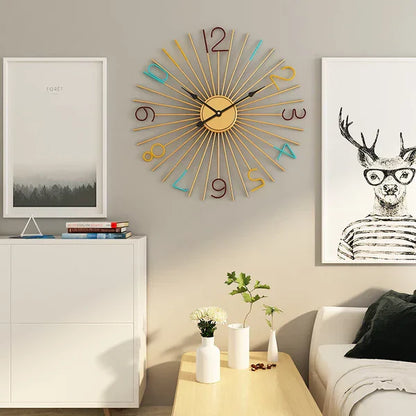 Imported Metallic Rod Golden and Colorful Digit Wall Clock