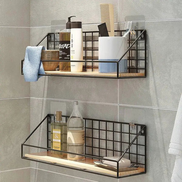Iron Shelf With Wooden Base