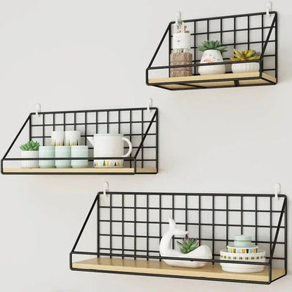 Iron Shelf With Wooden Base