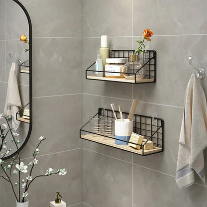 Iron Shelf With Wooden Base