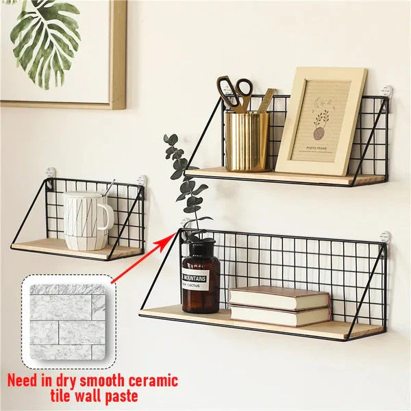 Iron Shelf With Wooden Base