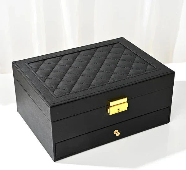 Luxury Jewelry Organizer Box with Lock – Velvet Lined Storage for Rings, Earrings, Necklaces & Watches (1–3 Layer Options) (Only Empty Box)