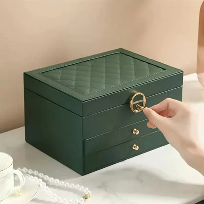 Luxury Jewelry Organizer Box with Lock – Velvet Lined Storage for Rings, Earrings, Necklaces & Watches (1–3 Layer Options) (Only Empty Box)