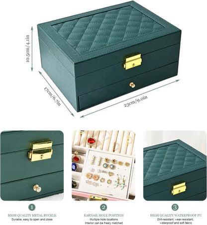 Luxury Jewelry Organizer Box with Lock – Velvet Lined Storage for Rings, Earrings, Necklaces & Watches (1–3 Layer Options) (Only Empty Box)