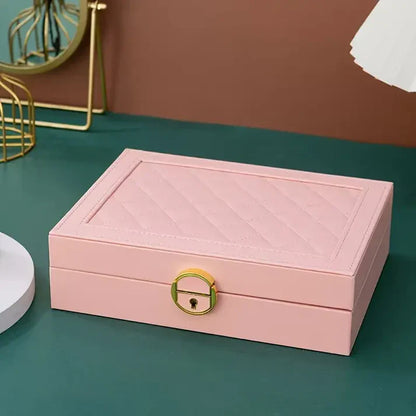 Jewelry Box with Necklace Hooks, Ring & Bracelet Storage Drawers