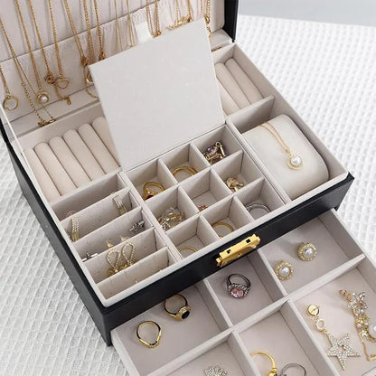 Premium Jewelry Organizer Box - Elegant Storage Solution in Black and Dark Green