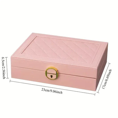 Jewelry Box with Necklace Hooks, Ring & Bracelet Storage Drawers