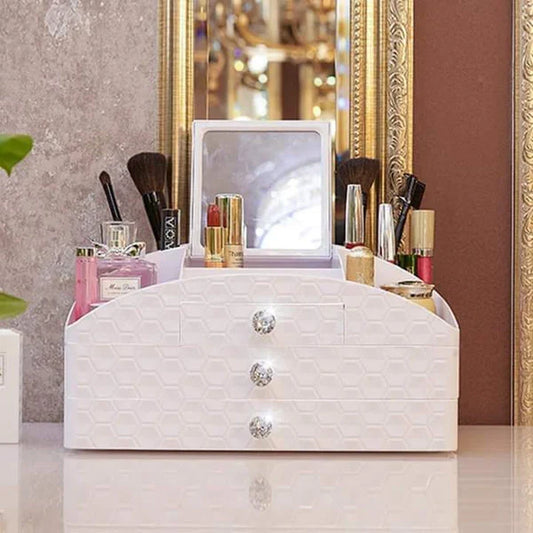 Jewelry plus cosmetic organizer