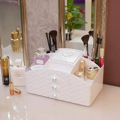 Jewelry plus cosmetic organizer