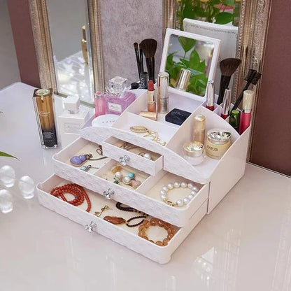 Jewelry plus cosmetic organizer