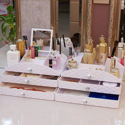 Jewelry plus cosmetic organizer