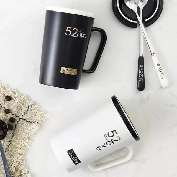 Love couple mug in black and white color