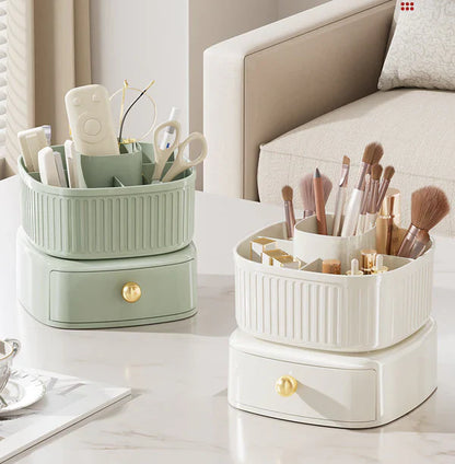 Luxury Rotating Makeup Brush Organiser With Drawer