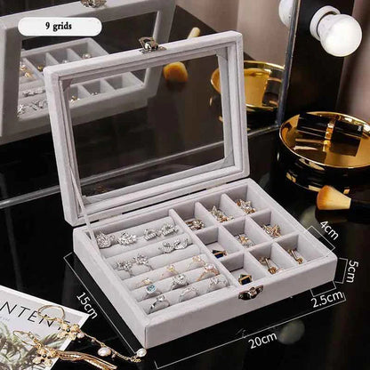 Portable Velvet Jewelry Box | Ring Jewelry Display Organizer
