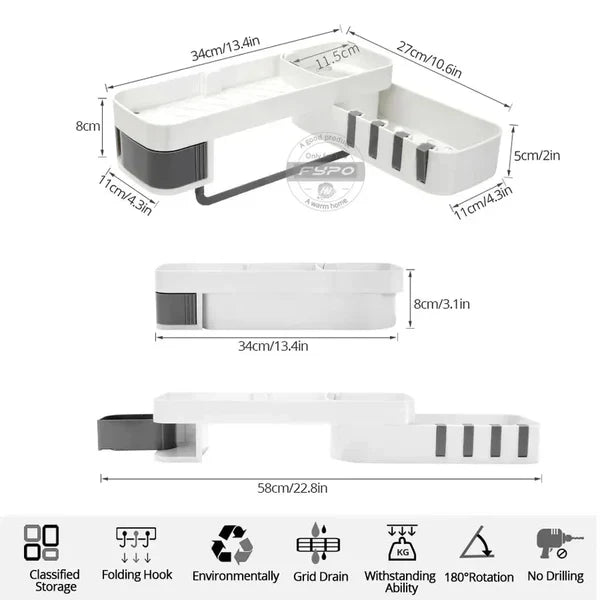 Wall mounted multi purpose shelf for bathroom and kitchen