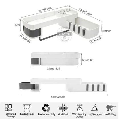 Wall mounted multi purpose shelf for bathroom and kitchen