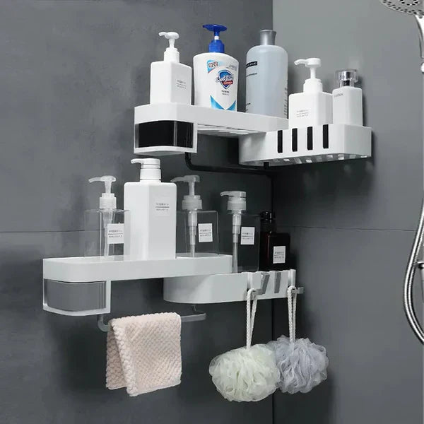 Wall mounted multi purpose shelf for bathroom and kitchen