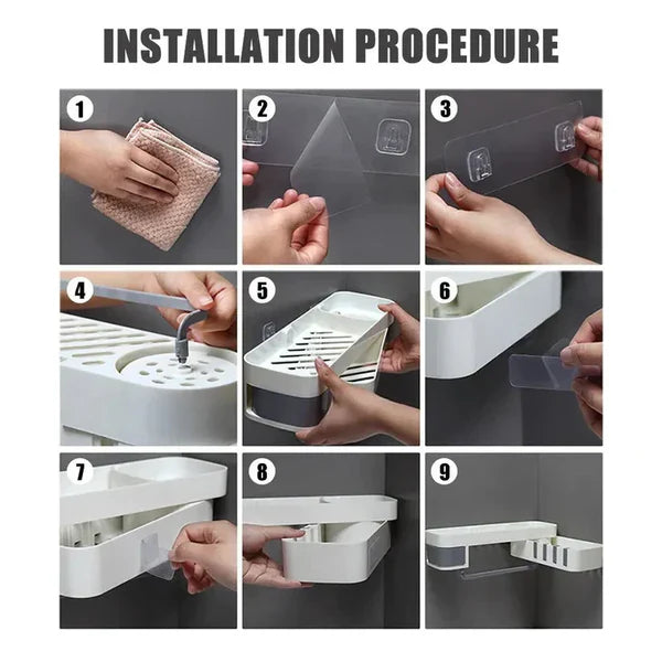 Wall mounted multi purpose shelf for bathroom and kitchen