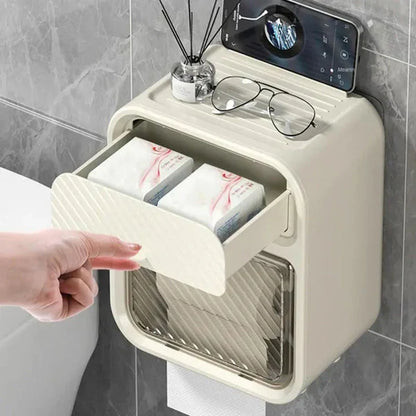 Wall mounted tissue holder and storage organizer