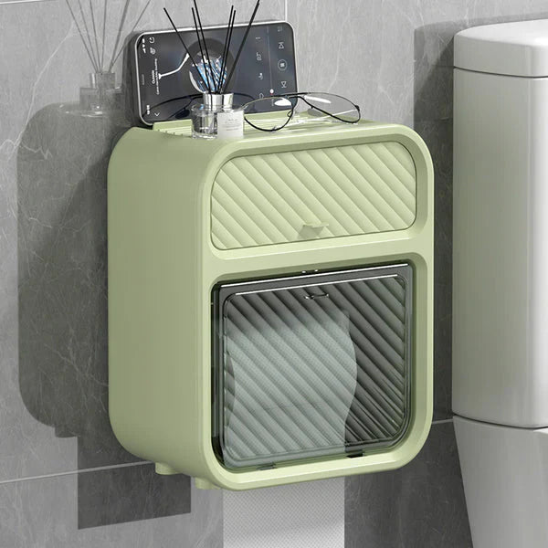 Wall mounted tissue holder and storage organizer