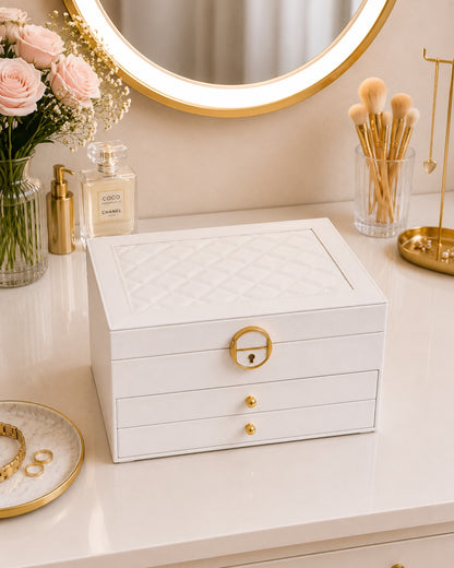 Luxury Jewelry Organizer Box with Lock – Velvet Lined Storage for Rings, Earrings, Necklaces & Watches (1–3 Layer Options) (Only Empty Box)
